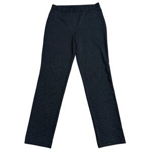 J JILL PONTE PANTS SLIM LEG WOMENS M TALL HOUNDSTOOTH BLACK GRAY CAREER POCKETS